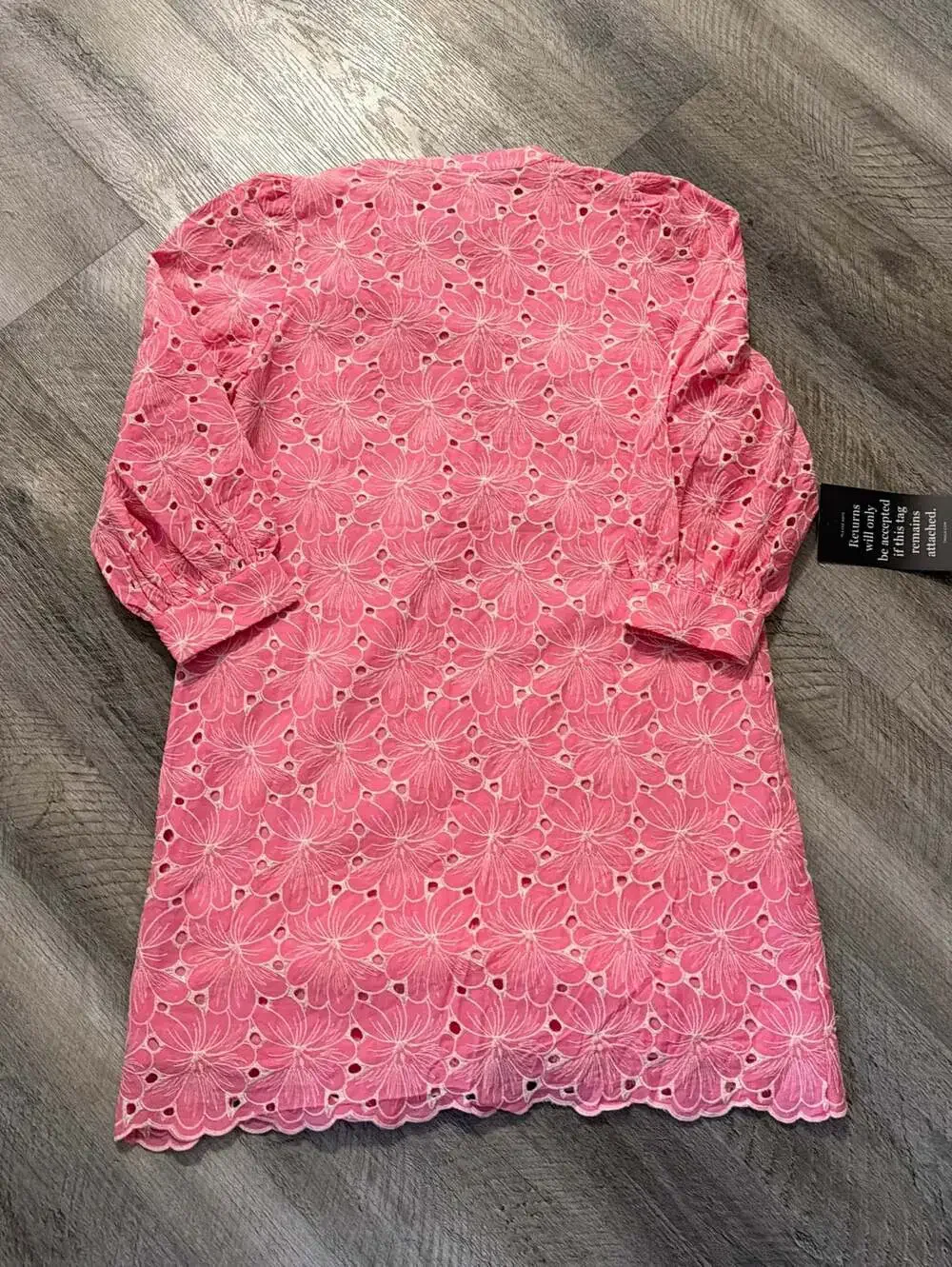 Pomander Place Pink Eyelet Long Sleeve Dress - Picture 3 of 5